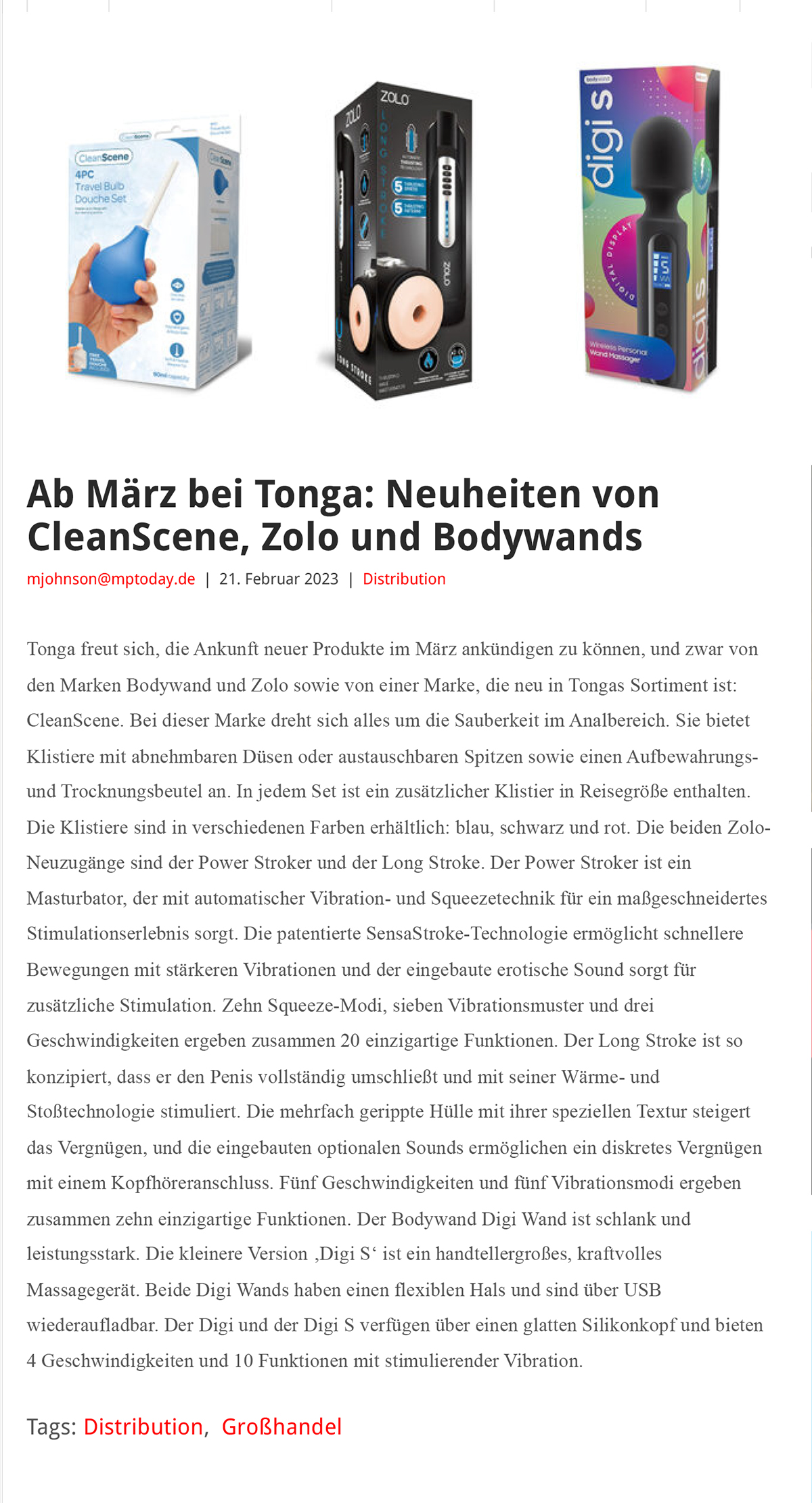 2023-02 eLine Online - CleanScene Zolo und Bodywand